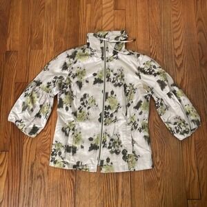 Tribal Womens Floral Ikat‎ Full Zip Windbreaker Jacket Cream Size 4